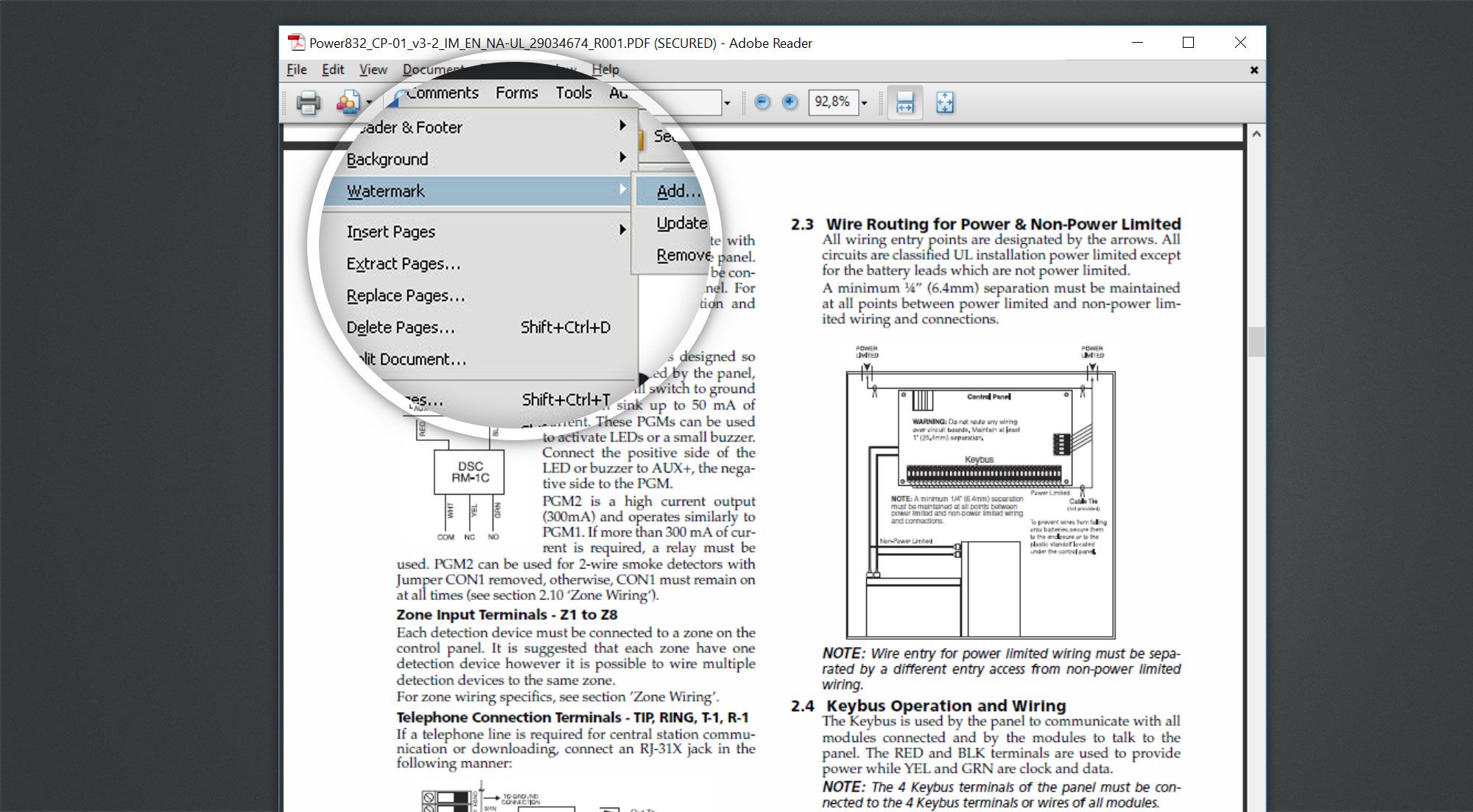 הסרת סימון ממסמך PDF באמצעות Adobe Acrobat Reader.