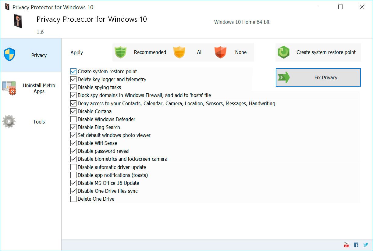 Privacy Protector for Windows 11 תמונת מסך.